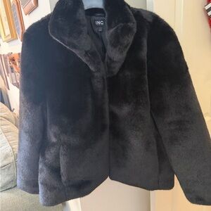 INC International Concepts Women's Plush Black Teddy Jacket